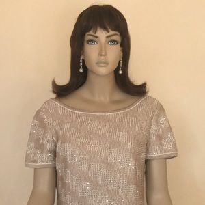 ST. JOHN Size 10 Beige Textured Knit Dress